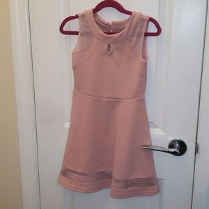 Girls Spring Fancy Dress Sheer sleeves and hem Pink S 5-6